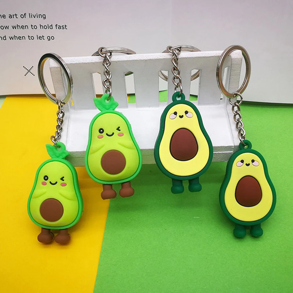 

Cute Simulated Fruit Avocado Keychain 3D Smiling Avocado Keychains Couple Jewelry Women Fashion Christmas Small Gift