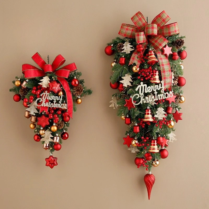 Jinghua Flower Christmas Wall Hanging Water Drop Circle Rattan Wreath