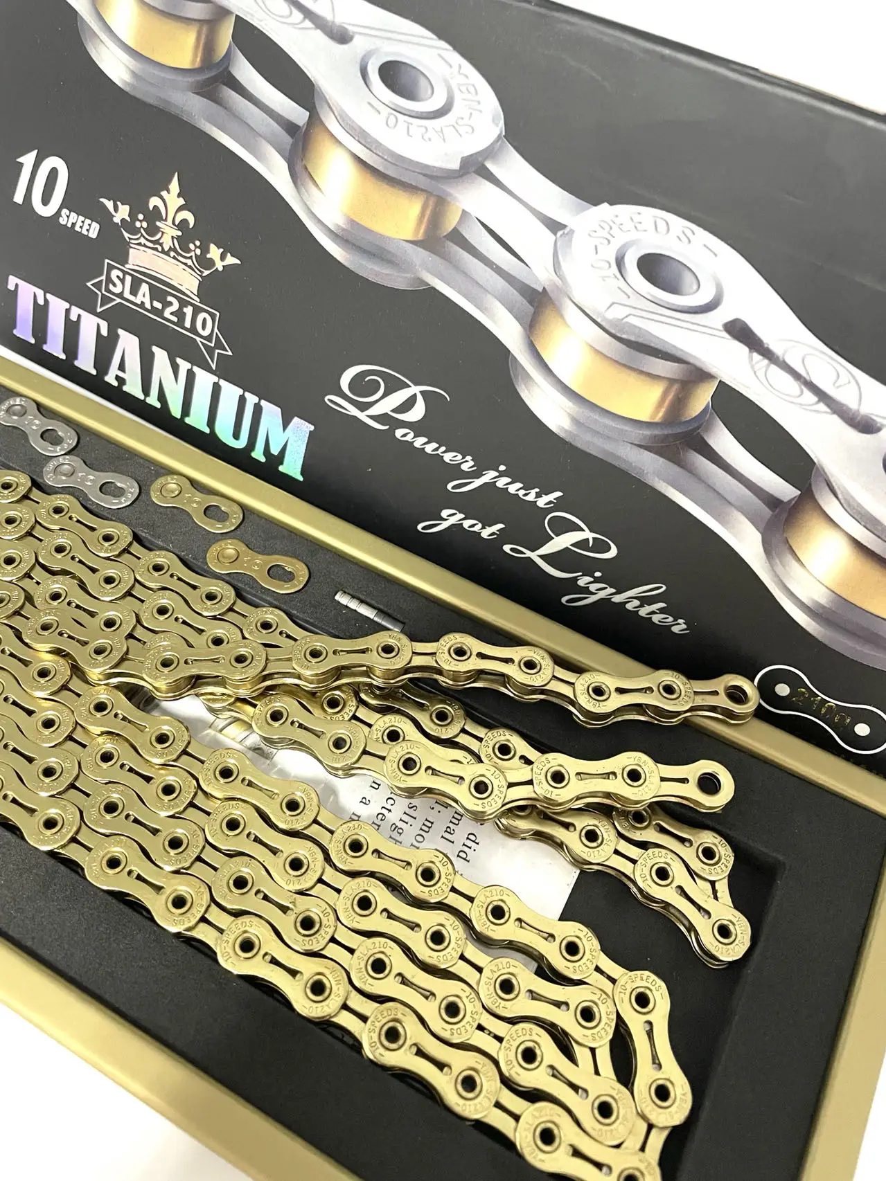 YBN 10 Speed Full Hollow Titanium Chain SLA210 Ni-PTFE Coating MTB Road Bike Chain Suitable for SRAM/Campanolo System Bike Parts