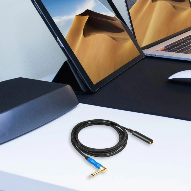 QX2B 6,35 mm 1/4 pulgadas a 6,35 mm Cable adaptador micrófonos 90° 6,35 mm Cable convertidor