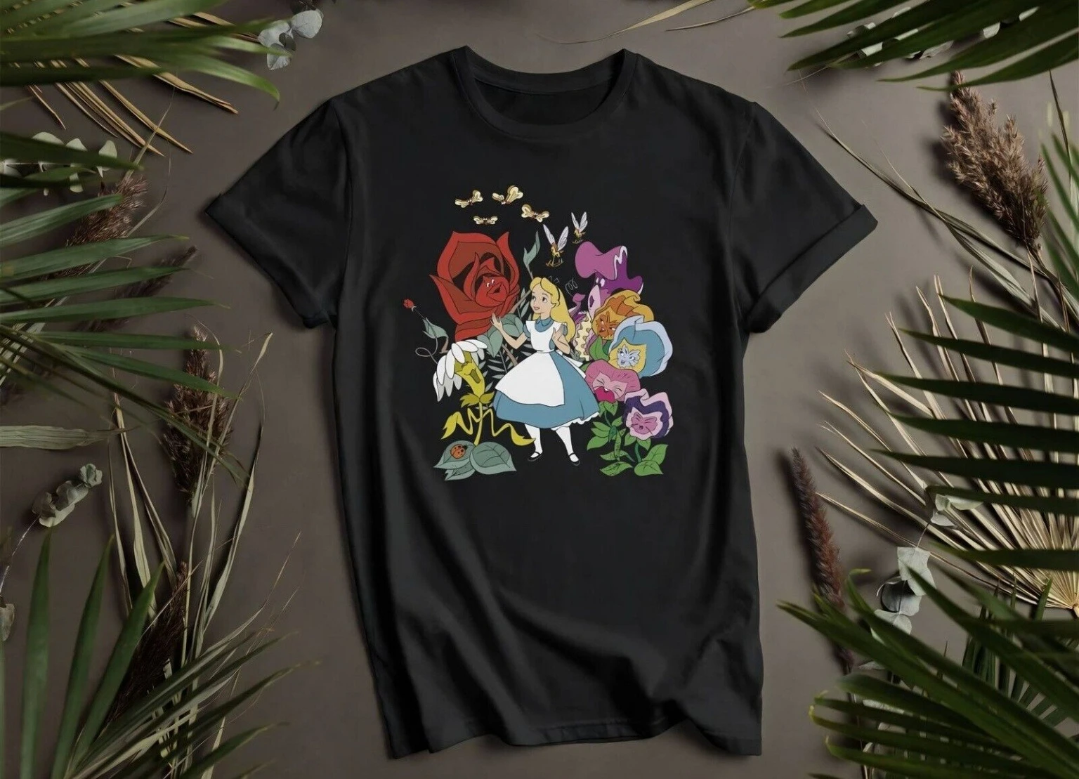 

Alice in Wonderland Printed Cotton Tee 100% Cotton Material with Colorful Fantasy Art Perfect for Disney Lovers Tee S-4XL