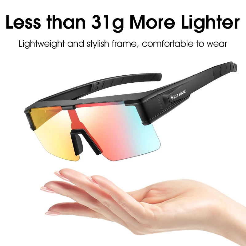 WEST BIKING Photochromic Cycling Glasses Polarized Sunglasses Fit Over Myopia Glasses Men Women UV400 Sports Eyewear Goggle