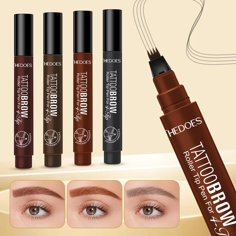 لحية بأربعة محاور، فرشاة، قلم حواجب، ثنائي الغرض مقاوم للماء والعرق، سريع الجفاف في ثانية واحدة