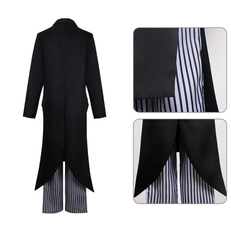 أنيمي القاتل Enmu تأثيري حلي شعر مستعار حلم الكبار الأسود موحدة مجموعة معطف قميص السراويل قفاز حفلة الهالوين الرجال Bla الملابس cm;5