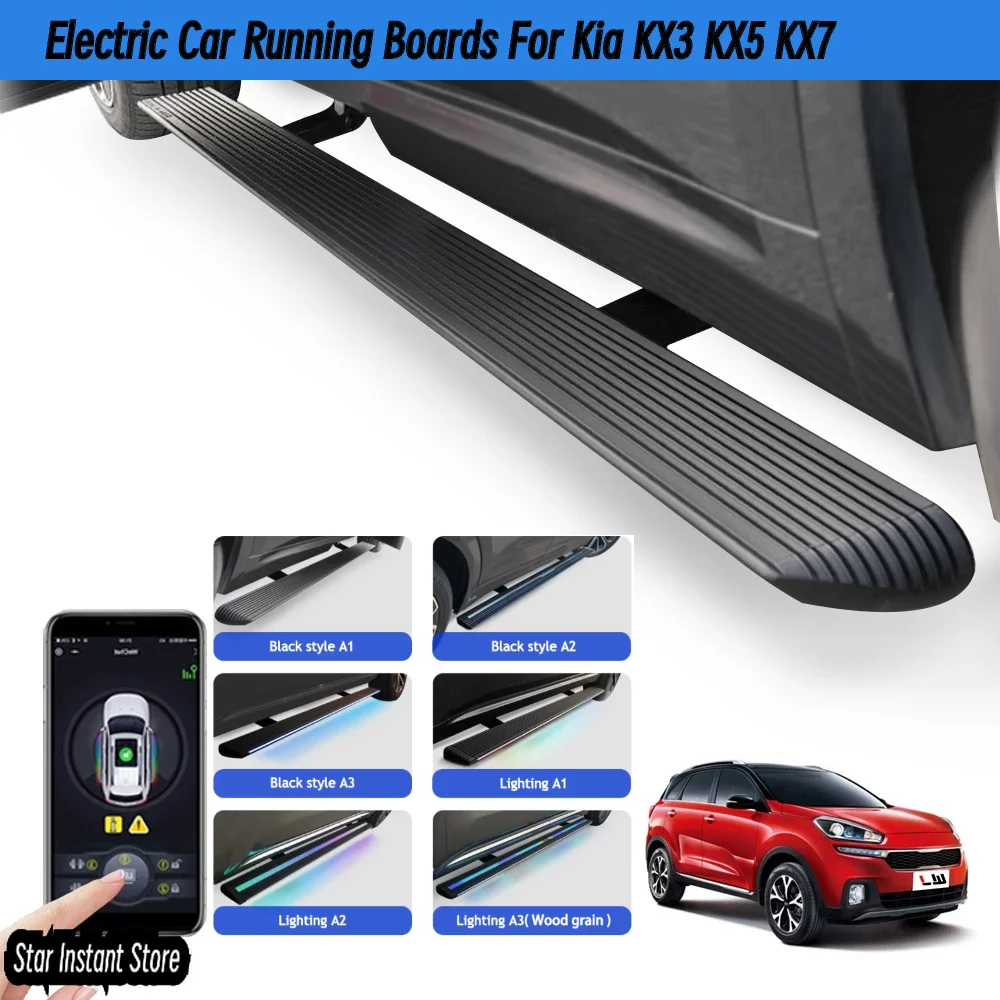 

Auto Retractable Running Boards for Kia KX3 KX5 KX7 2015-2023, Electric Side Steps with LED Lights Anti-Slip Pedal
