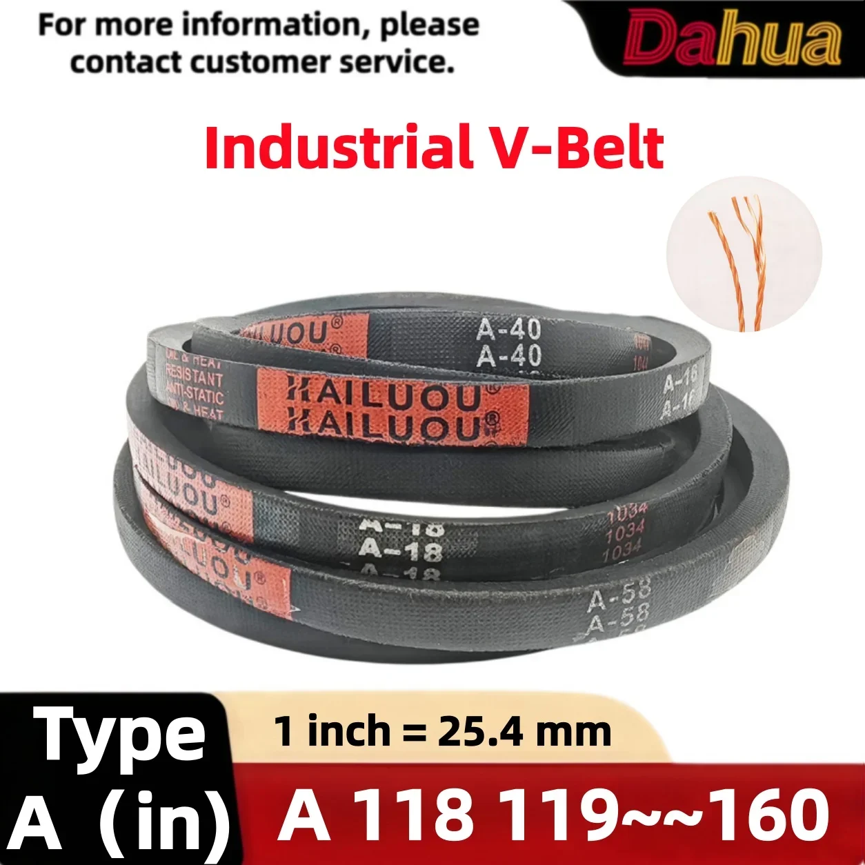 A-Section Classical V-Belt A117-A160, Industrial Rubber Drive Belt, Heavy Duty Power Transmission Replacement Belt for Machinery