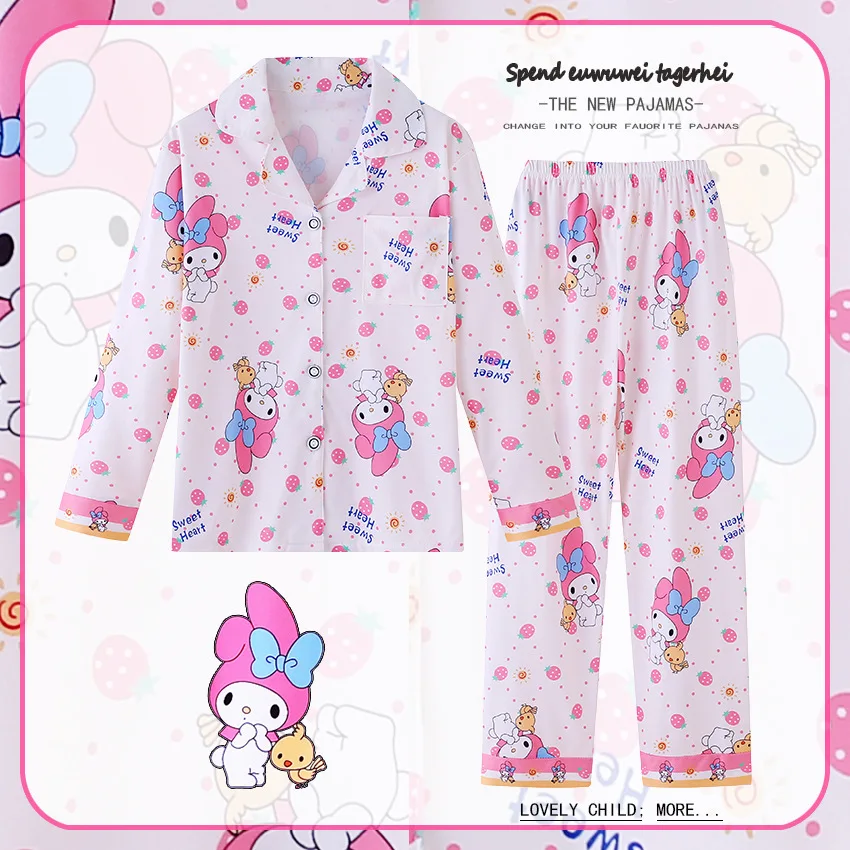 Southeast Asian Children's Pajamas, Spring and Autumn, Girls, Middle-aged and Young Children, Long Sleeved Cardigan, Lapel Carto