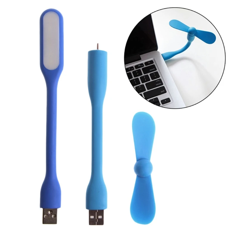 Mini Flexible Portable Bendable USB Fan with LED Lamps Light Flexible Summer Gadget For Phone Laptop Desktop Power