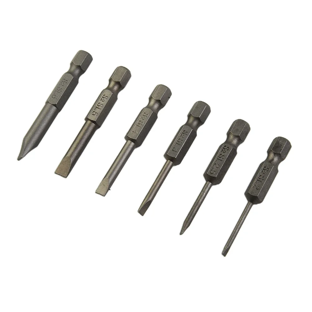 Mata obeng magnetik ujung berlubang ujung obeng lubang perak 1/4in batang Hex 50mm 6 buah/set kualitas tinggi