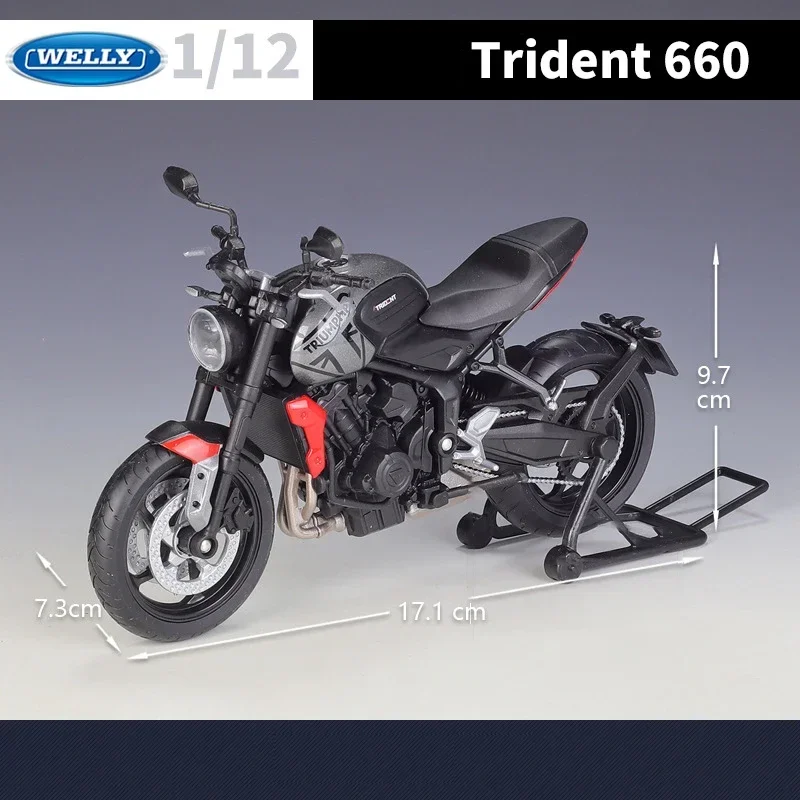 WELLY 1/12 Triumph Trident 660 2021 Simulation alliage moto modèle amortisseurs Collection jouet voiture cadeau