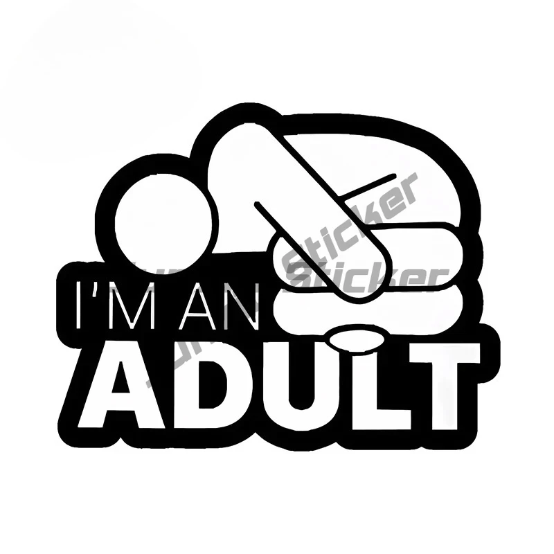 

Cool Personality Graffiti Car Stickers I Am An Adult Creativite Laptop Decals Simple Sunscreen Car Occlusion Scratch