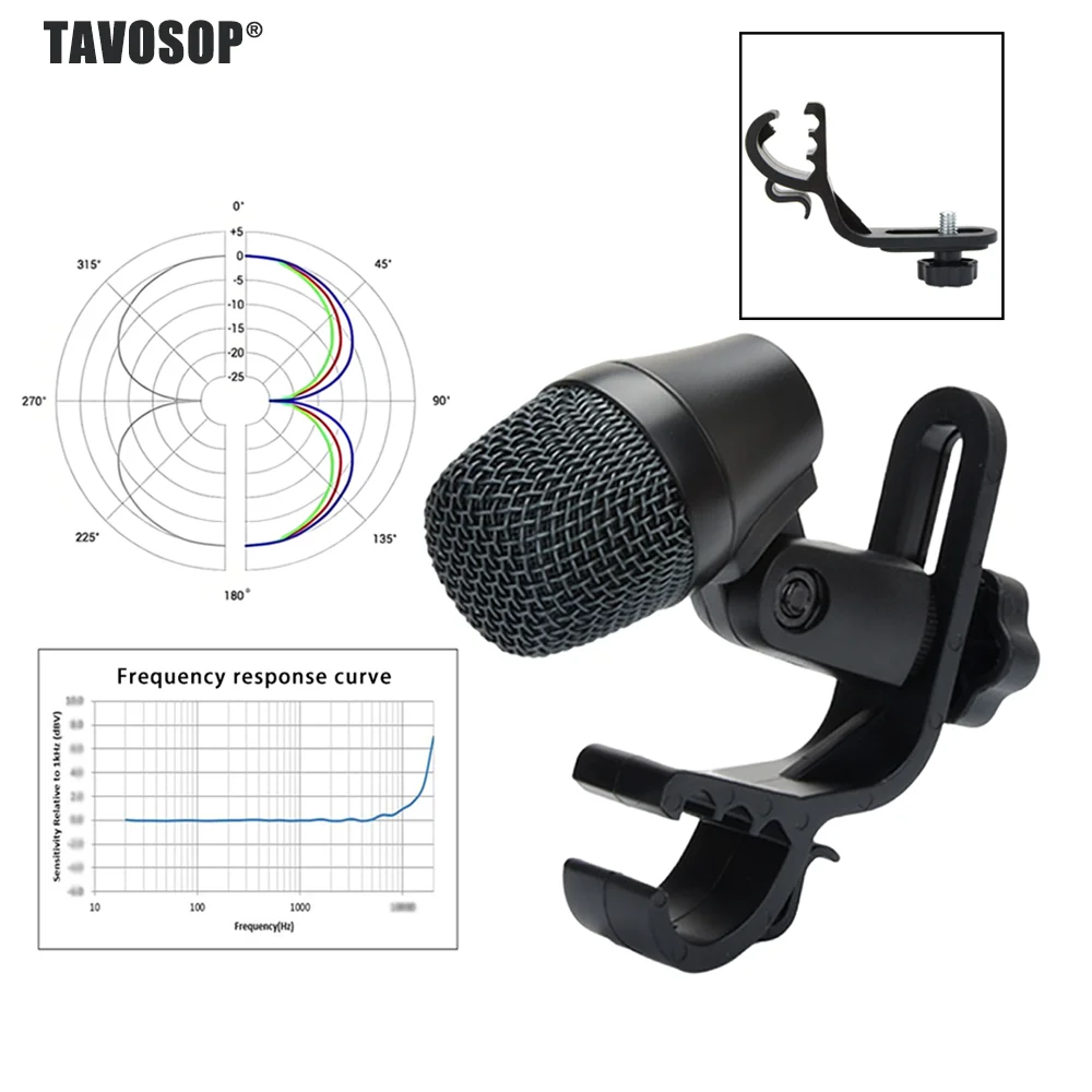 Micrófono Dinámico Cardioide Profesional TAVOSOP E904 para Batería, Micrófono Cardioide, Micrófono para Bombo, Tambores Grandes y Bajo