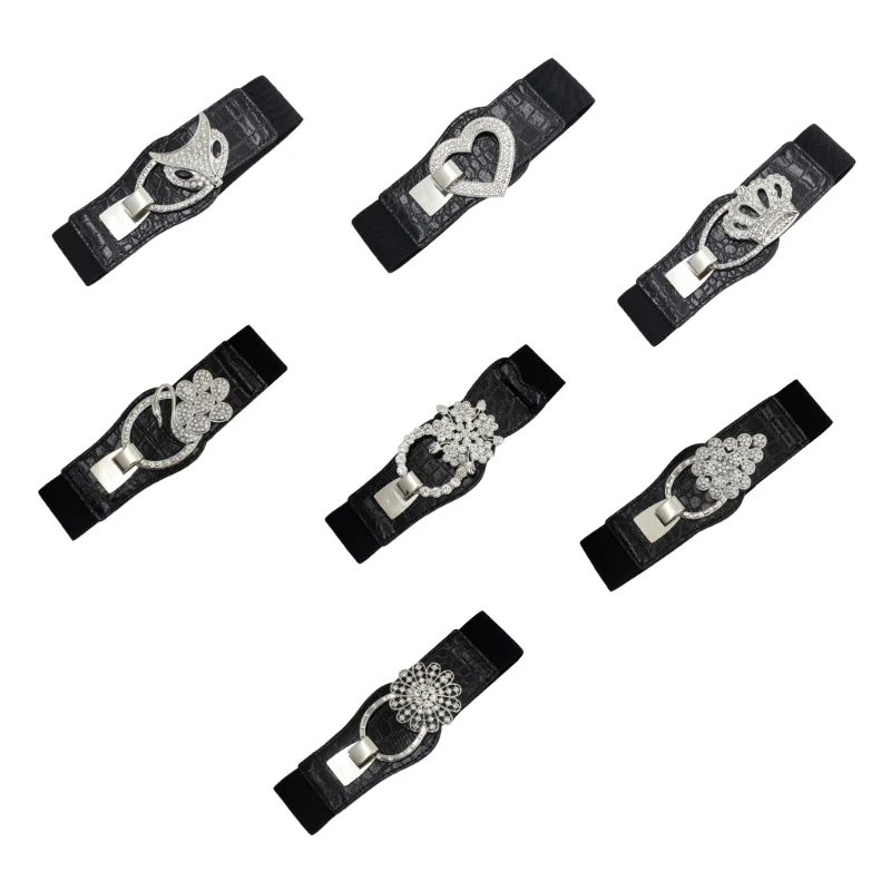 

Широкий эластичный пояс для женщин, эластичный пояс со стразами для платья, пояс с кристаллами