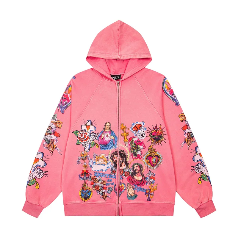 

26SS New High Street Men's Women's Righteous Hoodies Bold Printed Embroidery American Style Fashion Brand Sweatshirts