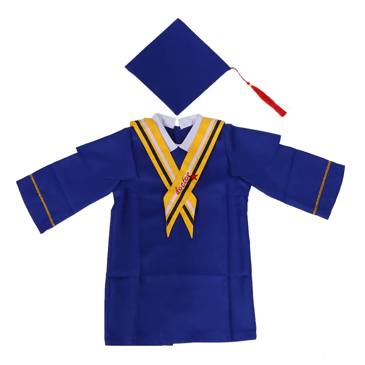 2Pcs Graduation Gown Set with Tassel for Children Comfortable Breathable Academic Costume Formal Elegant Design for Graduation