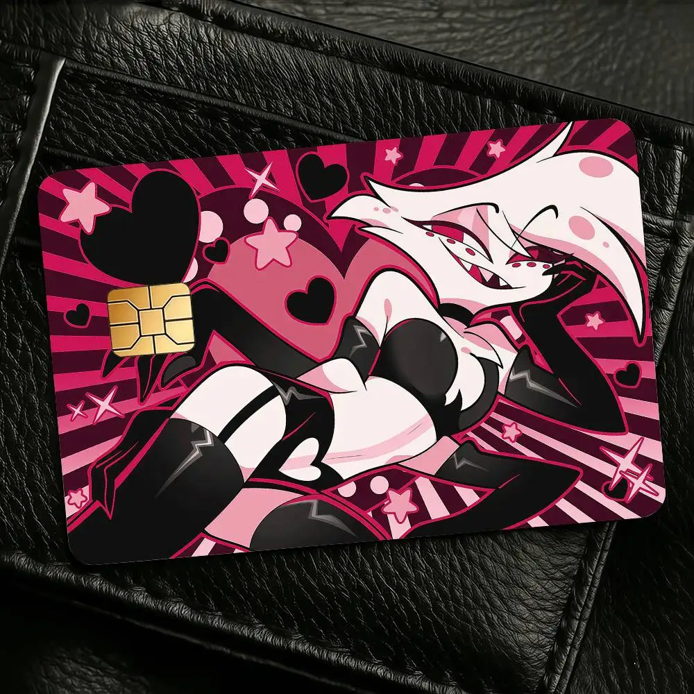 Anime H-Hazbin H-HotelS Credit Skin Cover Card Stickers 4PCS Film Bus Pass Front Decoration Bank Debit Waterproof
