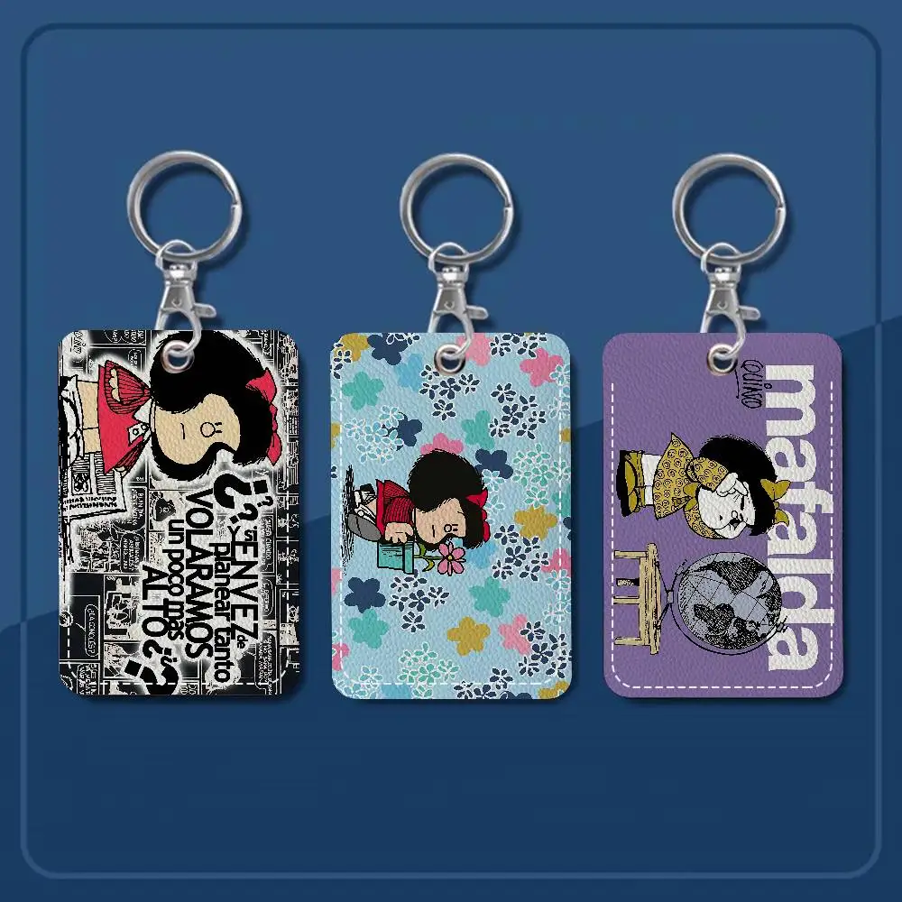 

M-Mafalda Girl Cartoon Card Keychain Anime Fashion Pendant Bag ID Door Card Case Bus Card Cute Adult Birthday Gift