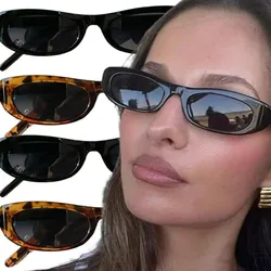 Vintage Narrow Frame Sunglasses Sexy Small Oval Women Fashion Leopard Brown Hot Luxury Brand Designer UV400 Ultraviolet-proof