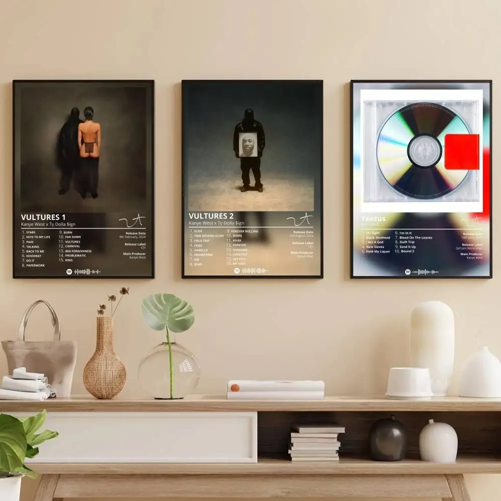 K-Kanye West VULTURES 1 Poster Self-adhesive Art Waterproof 