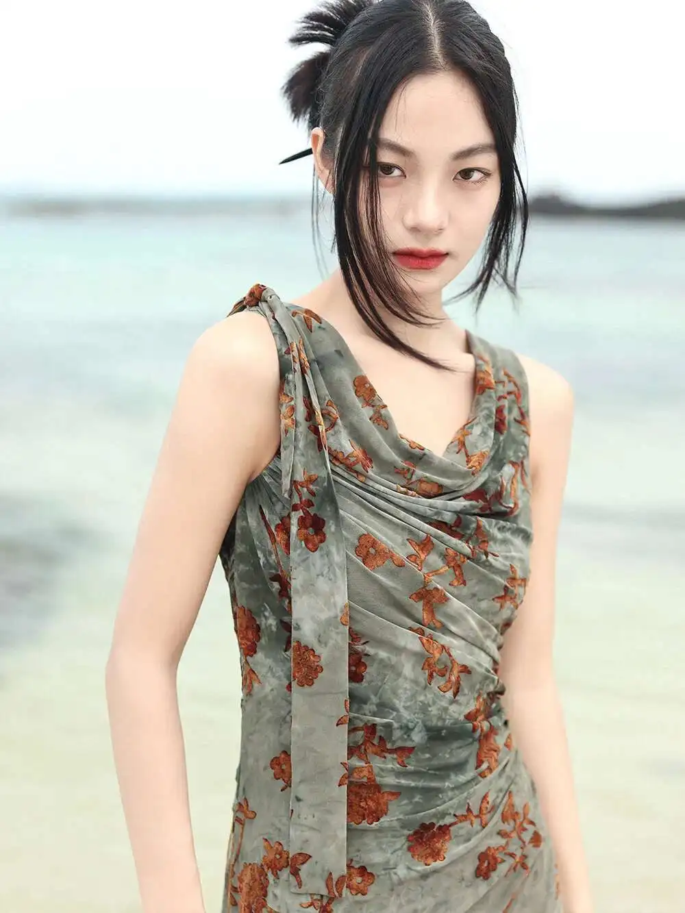 UMI MAO Nowa Chińska Sukienka Tie-Dye Zielona Damska Letnia Bez Rękawów Dopasowana Sukienka Tank Top w Linii A Femme