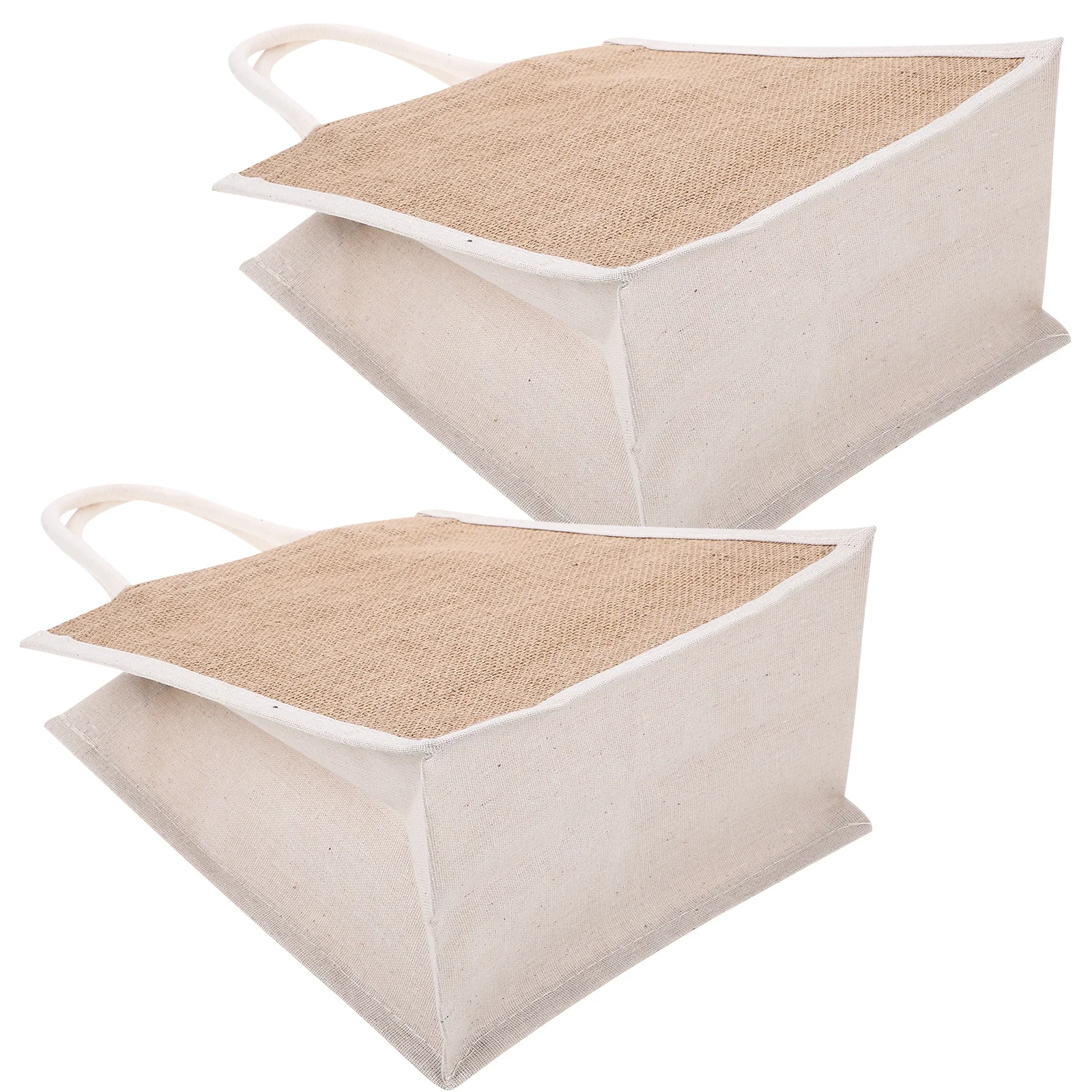 

2Pcs Reusable Burlap Gift Tote Bags Grocery Shopping Party Favor Bags Handled Design Gift Tote Bag Burlap Beach Bag