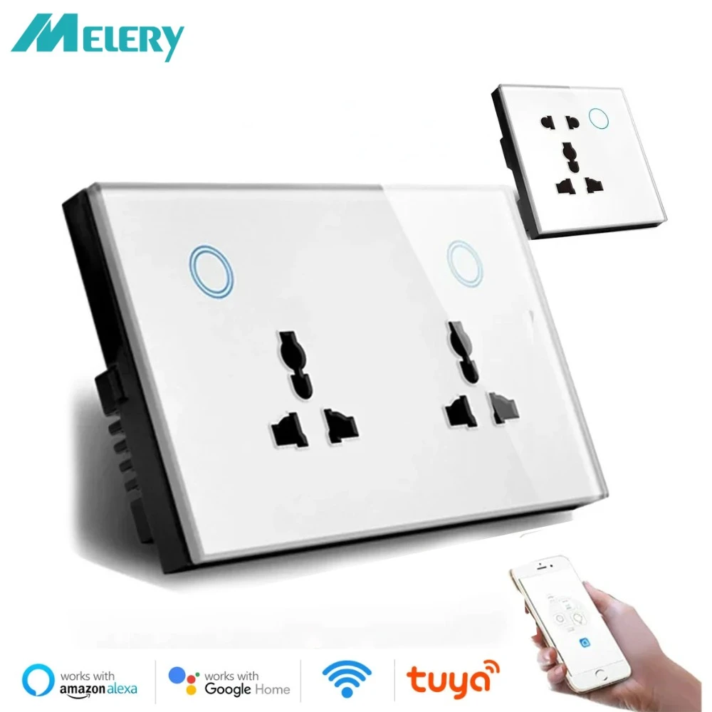 Melery WIFI Tuya Wall Socket USB Universal Electrical Plug TYPE-C 30W Outlet Power Touch Switch Wireless by Alexa Google Home