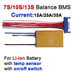 7S 10S 13S Li-ion Battery BMS 24V 36V 48V Protection Board Battery Management System With Temp Sensor with On/off-Switch