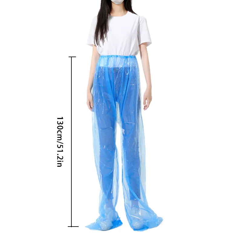 1PC Disposable Rain Pants Women Men Waterproof Splash Proof Split Poncho Pant Outdoor Travel Cycling Clear Blue Rainwear