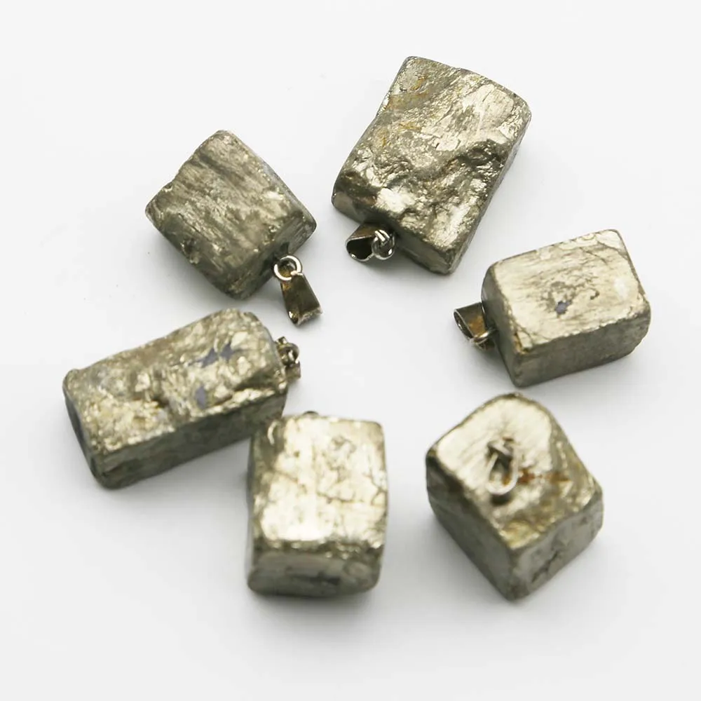 Selling Natural Raw Ore Pyrite Irregular Pendants Mineral Healing Necklace Reiki Charms Jewelry Accessories Gift Wholesale 10Pcs