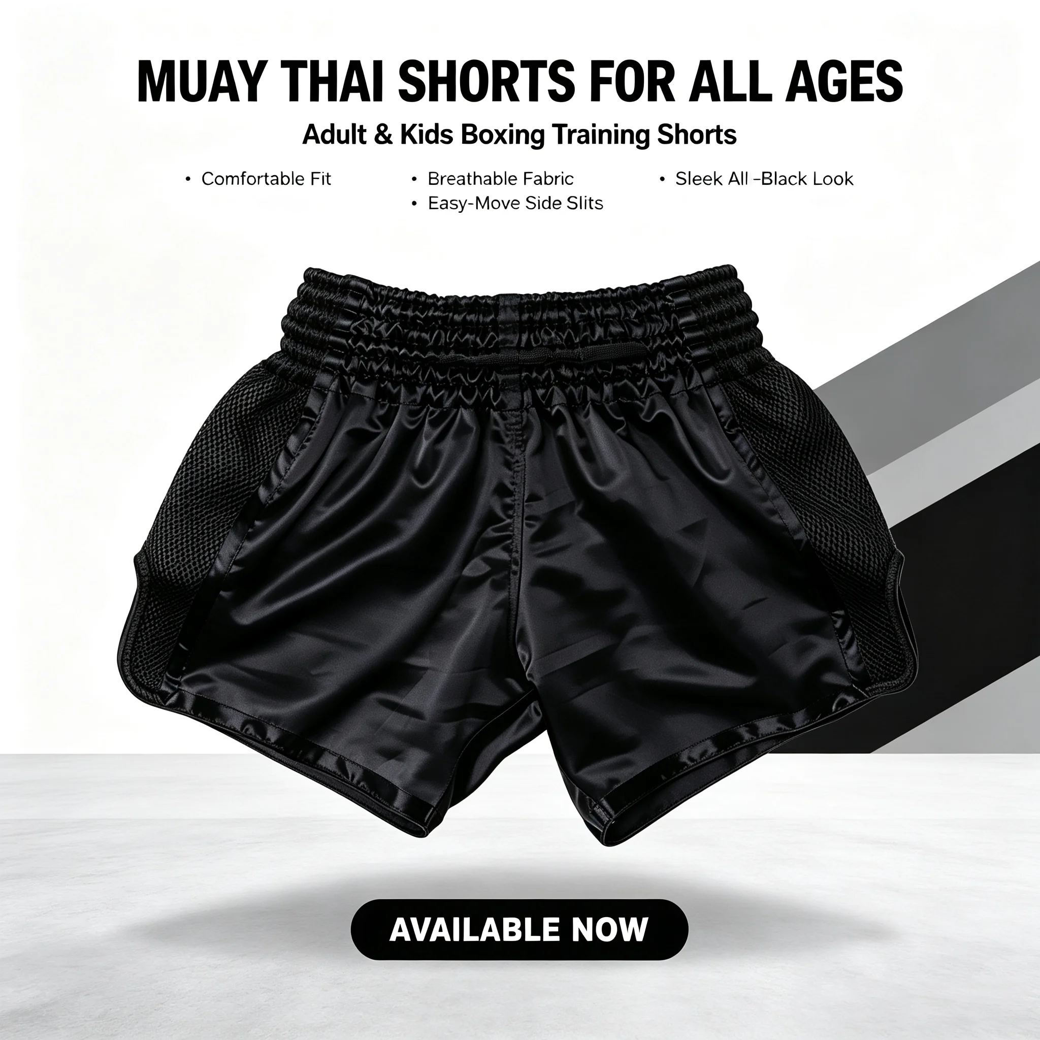 No Embroidery Solid Muay Thai Boxing Shorts Breathable Mesh Satin Kickboxing Shorts Elastic Waist Adult Kids MMA Fighting Pants