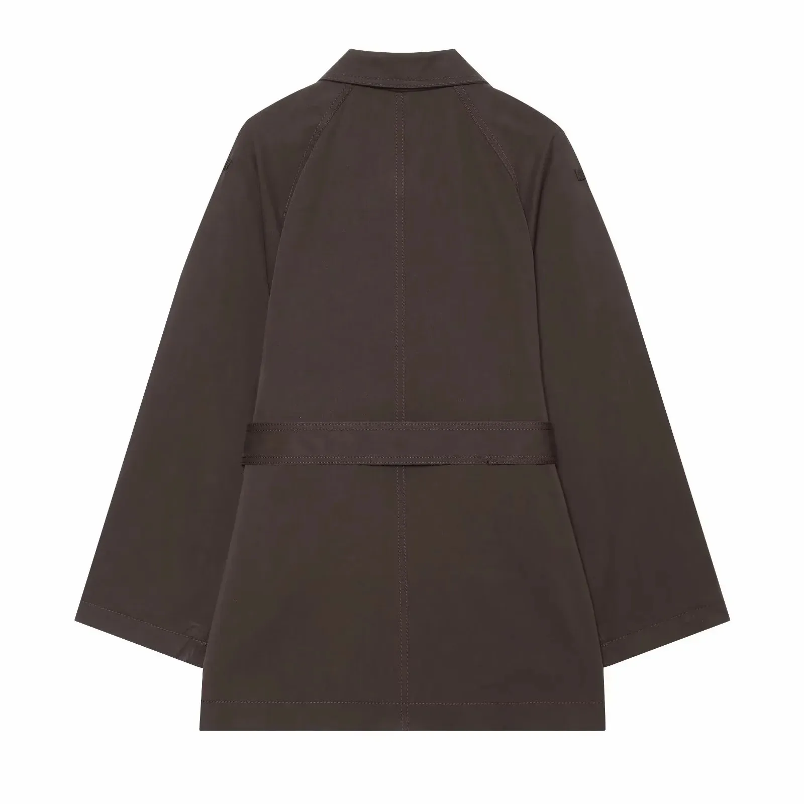 Damen-Trenchcoat mit Schnürung, einfarbig, Stehkragen, einreihig, modisch, Frühling/Herbst 2026, elegant, lässig, Damenjacke – Detail 3