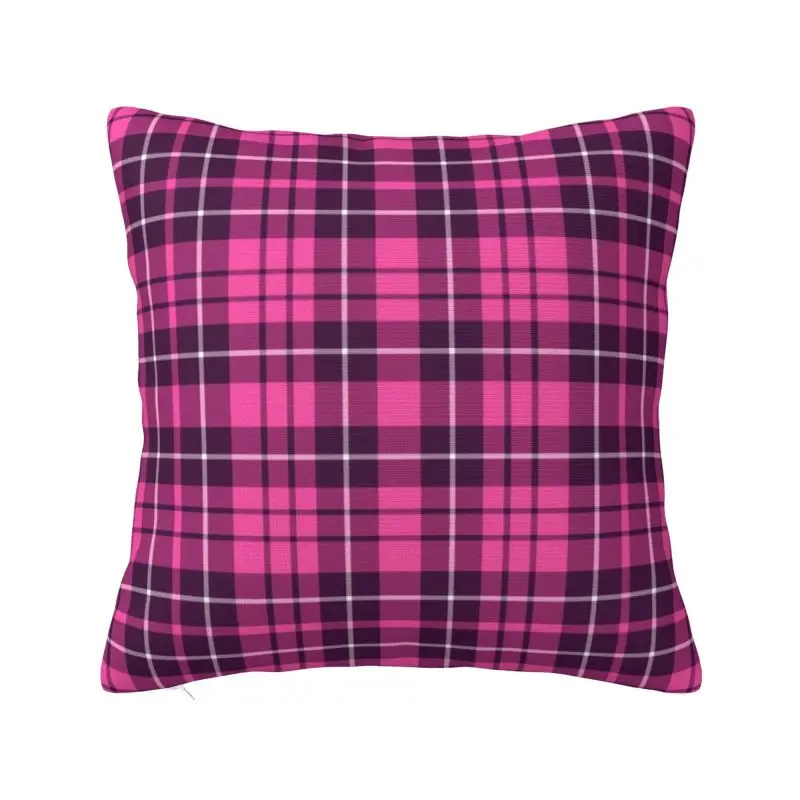 Custom Pink Purple Scottish Tartan Checkered Plaid Pattern Square Pillow Cover Decoration 3D Two Side Print Cushion Cover