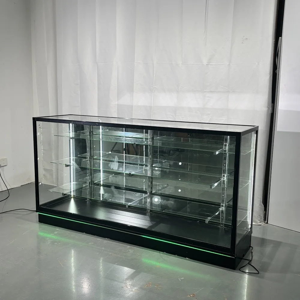 Vitrine en verre à vision complète de 70 po - Noir