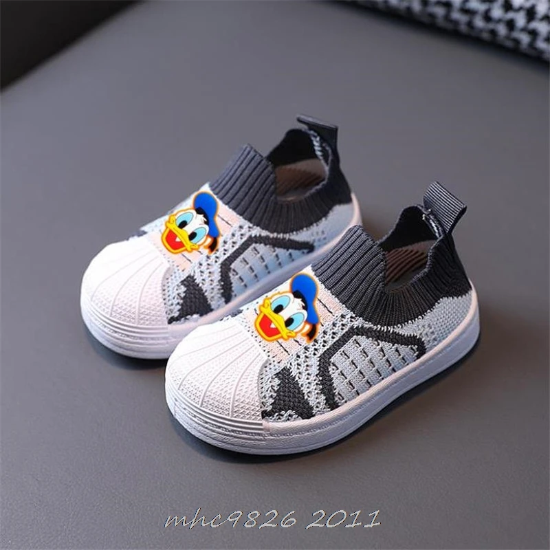 Disney Children\'s Casual Sneakers Flying Woven Mickey Minnie Spring New Shell Head Boys And Girls Donald Duck Toddler Shoes