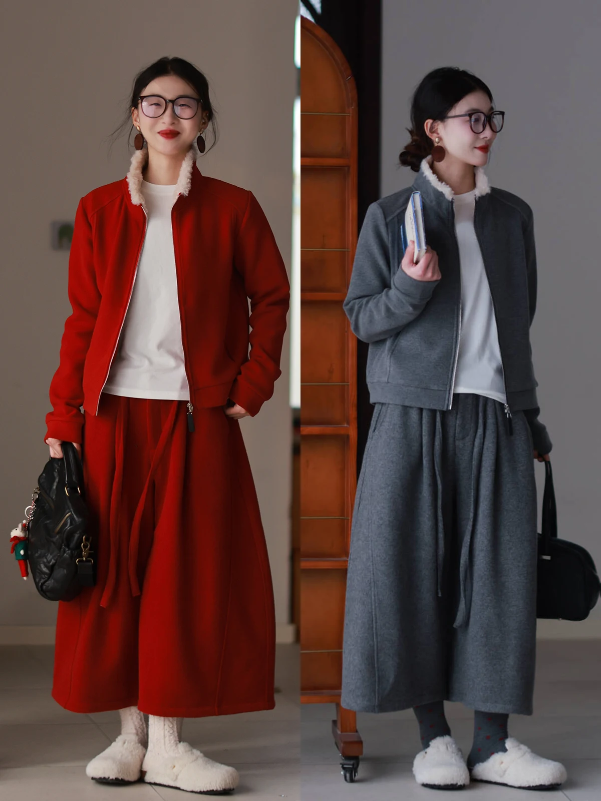 

Женские зимние брюки с широкими штанинами, на флисовой подкладке, из мягкой смесовой ткани, свободного кроя, удобные повседневные брюки из шерстяной смеси с эластичным поясом