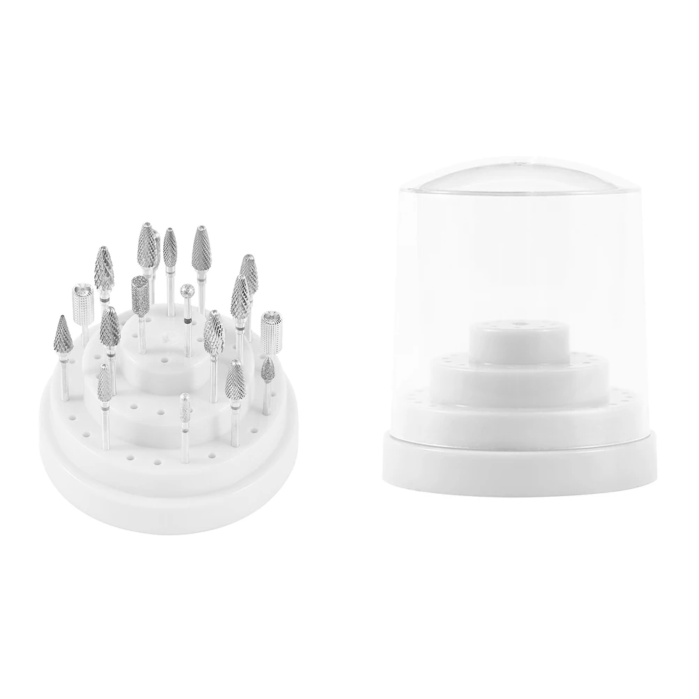 

1pc Grinding Head Storage Box 48 Holes Nail Drill Bits Holder Stand Display Durable Plastic Dustproof For Home Use