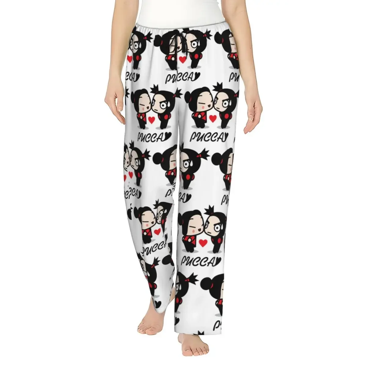 

Женские пижамные штаны с карманами, с принтом персонажей мультфильмов Пука и Гару, для отдыха и сна