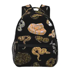 Ball Python Morph Snake Pattern Backpacks Boys Girls Bookbag Children School Bags Travel Rucksack Shoulder Bag Large Capacity