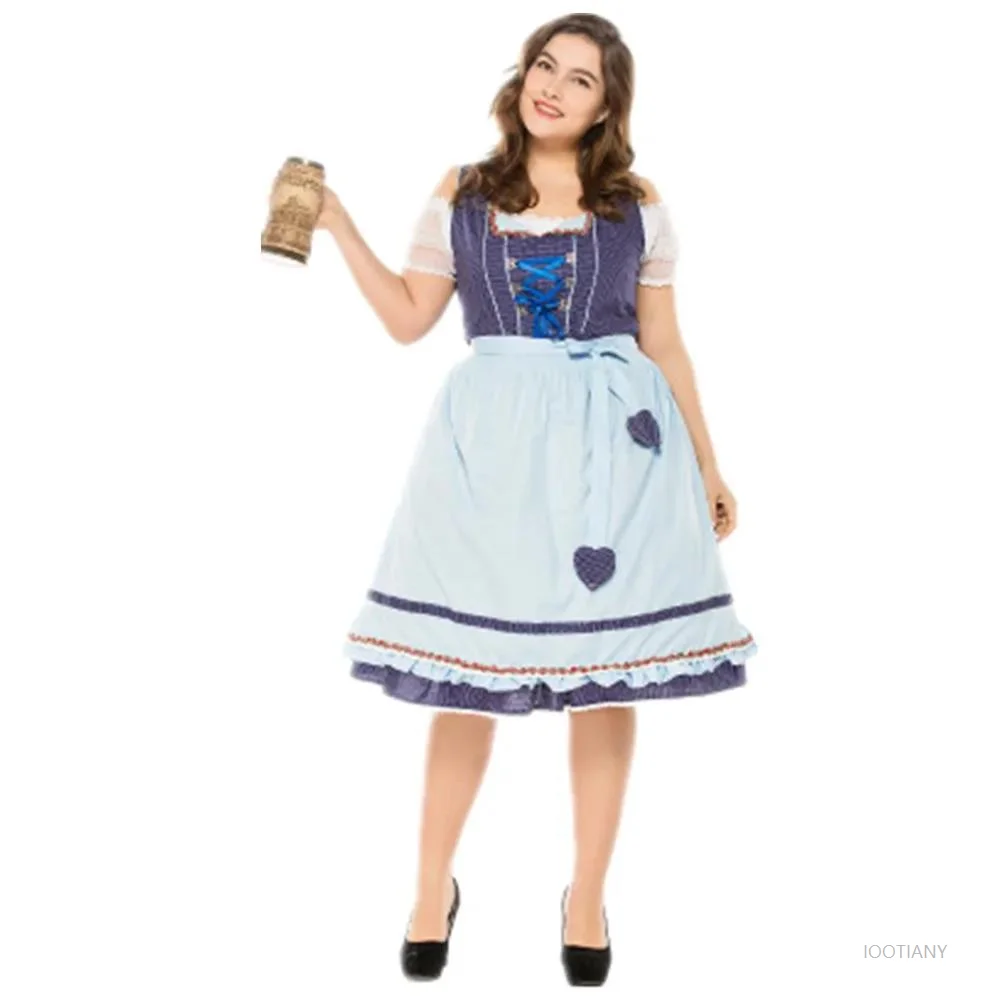 

Womens Traditional French German Oktoberfest Beer Girl Dress Bavarian Festival Beer Maid Stage Cosplay Costume