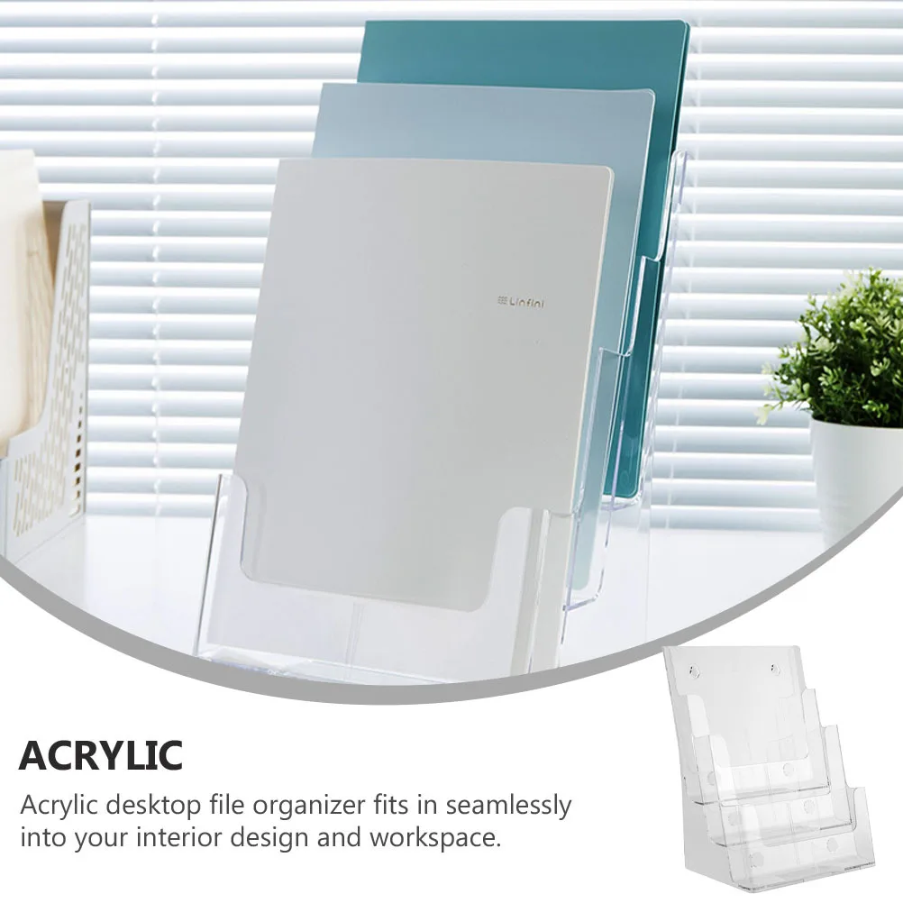 رف تخزين الملفات منظم الملفات ثلاثي الطبقات من الأكريليك للمستندات والمجلات ومنظم الملفات ثلاثي الطبقات #6