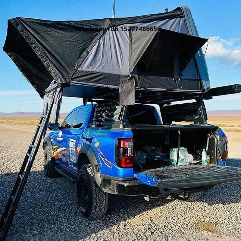 Waterproof (2000-3000mm) Aluminum Alloy & ABS Side Flip Car Roof Tent Storage Rack with Easy Setup Four Seasons 76kg Capacity