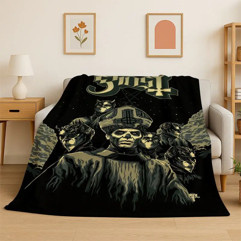 Rock Metal Dark Ghost Band Papa Emeritus Flannel Blanket,Ultra Soft Plush Throw for Home Bedroom Bed Sofa Cover Office Picnic