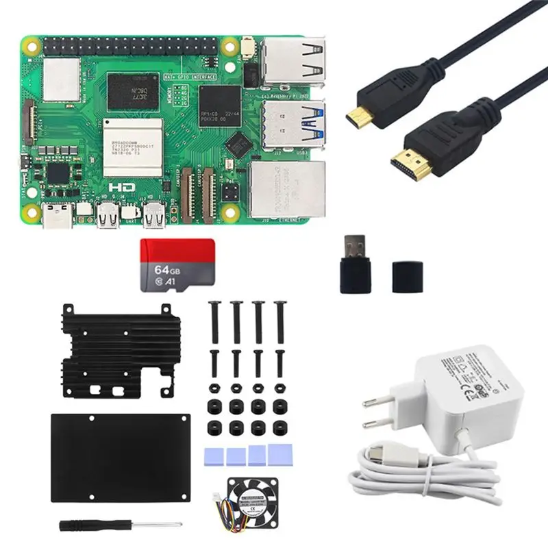 

For Raspberry Pi 5 4G Development Board+Aluminum Alloy Case Kit BCM2712 2.4Ghz Videocore VII Pcie 2.0