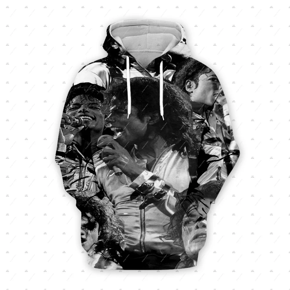 Sudadera con Capucha Unisex de Moda, Estilo Retro Vintage de Michael Jackson, Cantante y Músico Pop Legendario, con Estampado 3D, Modelo Q11