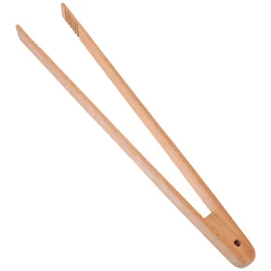 Wooden Food Clips Holder Kitchen Tongs Long Toaster Serving Tongs for Cooking Toast Bread