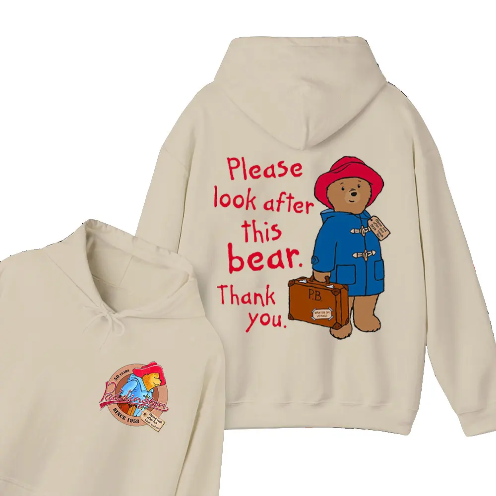 Cute Paddington Bear in London Cartoon Pattern Hoodie Graphic Unisex Hoodie New in Hoody Oversized Pullover Hoodies Spring