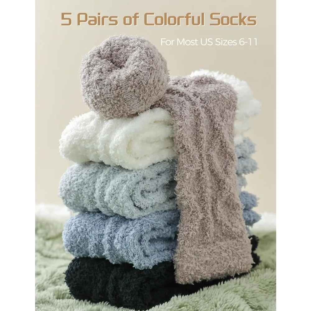 هدايا دافئة ومريحة للنساء، أدوات تخزين، جوارب نوم من القطيفة الغامضة - نسيج ناعم ودافئ