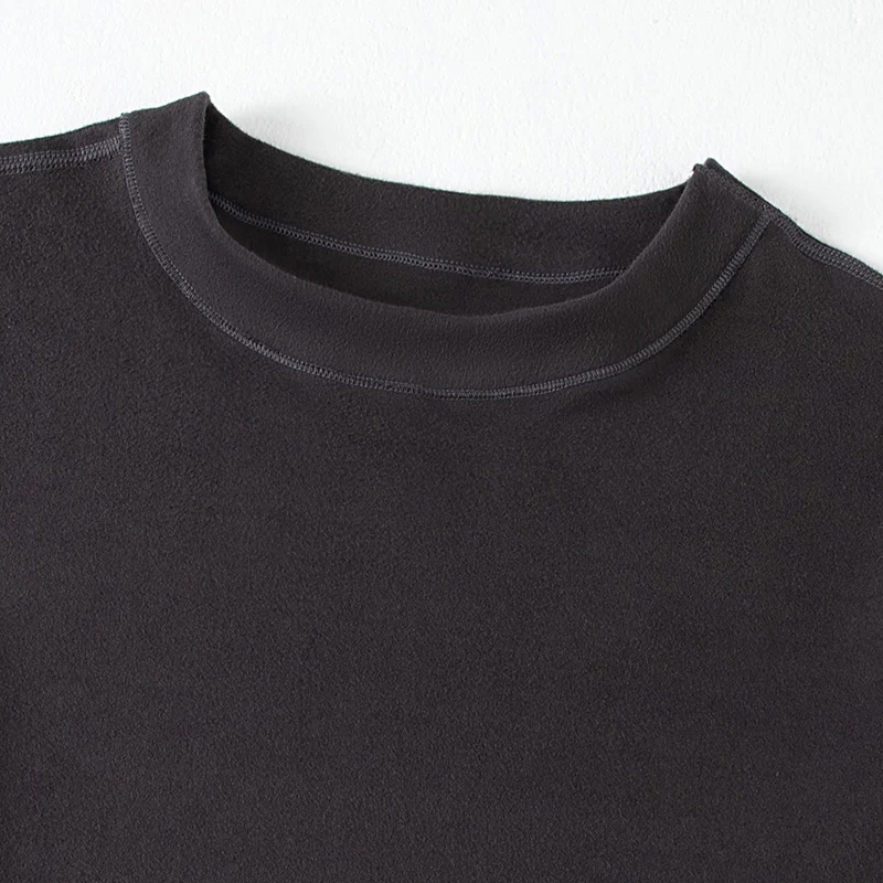 2 قطعة الخريف/الشتاء الرجال الموضة الكلاسيكية الأساسية الملابس الداخلية الدافئة مجموعة فضفاضة كبيرة نصف عالية طوق السراويل مرونة الخصر #6