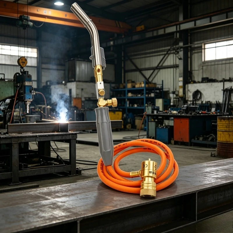 Portable Dual-Tube Oxy-Acetylene Torch Brazing Welding HVAC Plumbing CGA600 Connection Industrial Cutting Heating Tool