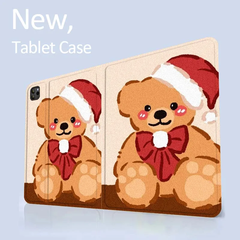 حافظة دمية دب لطيفة لعيد الميلاد لجهاز iPad Air Mini Pro 7 6 5 9.7 11 10.5 12.9 تابلت للنوم/الاستيقاظ التلقائي #6